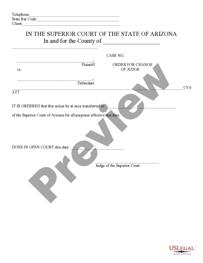 Preview Motion, Affidavit and Notice for Change of Judge and Order