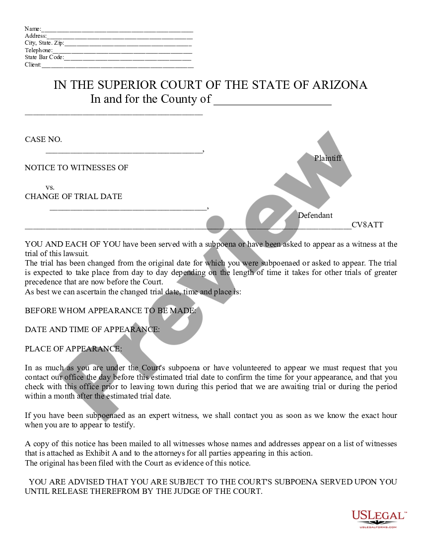 mesa-arizona-notice-to-witnesses-of-change-in-trial-date-us-legal-forms