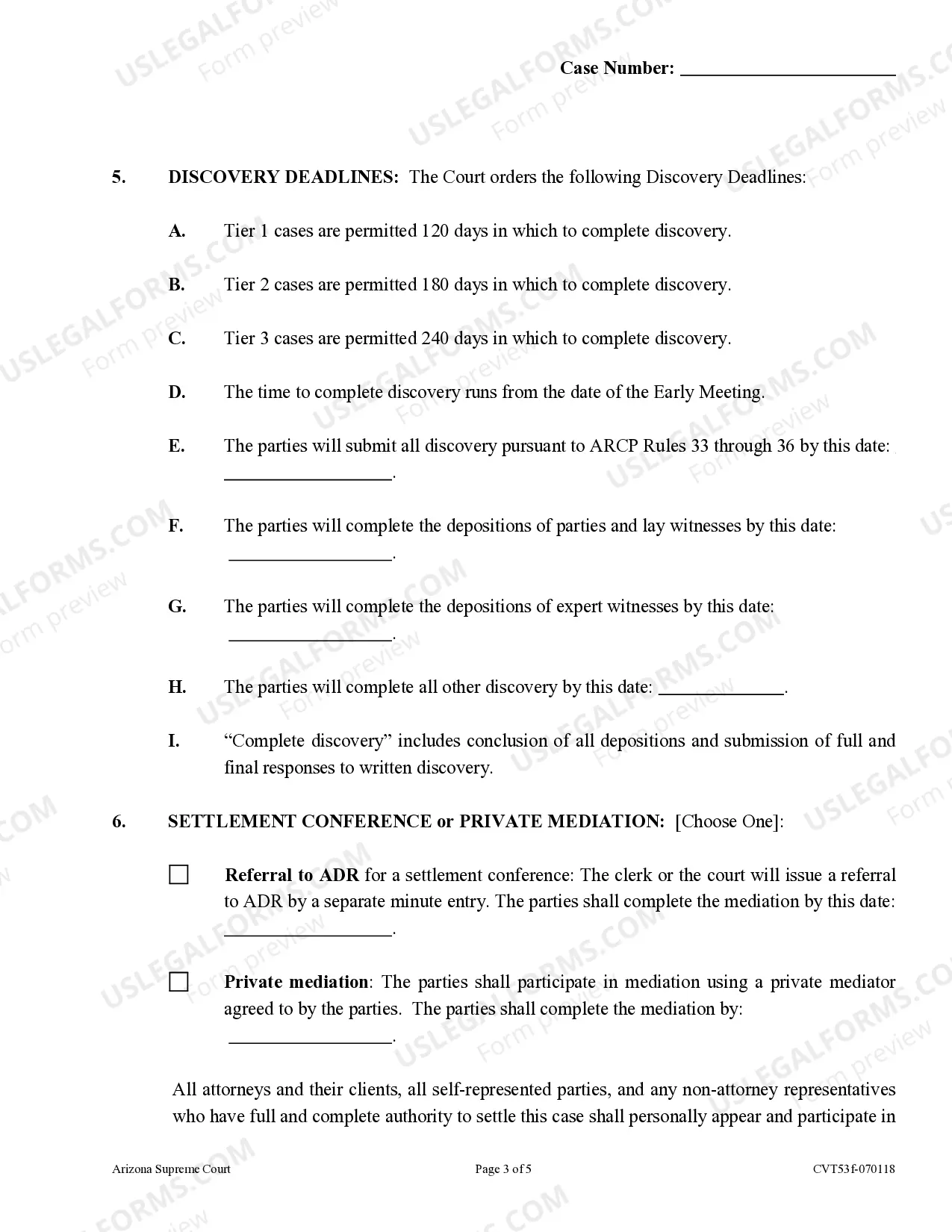 Preview Civil Proposed Scheduling Order - General Jurisdiction Court - Claims over $10,000