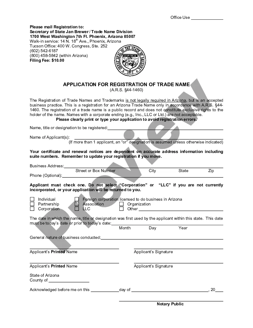 Get Application for Registration of Trade Name Preview Application for Registration of Trade Name