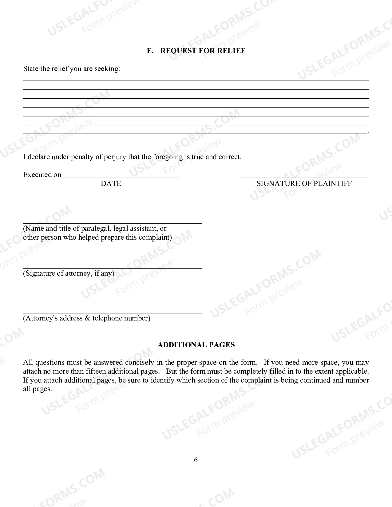 Preview Civil Right Complaint By A Prisoner w-Instructions