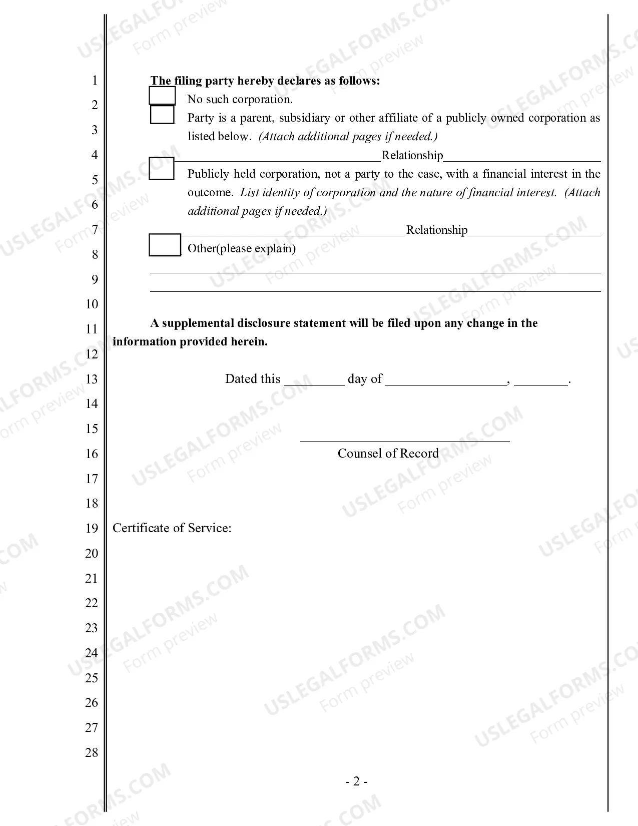 Preview Corporate Disclosure Statement