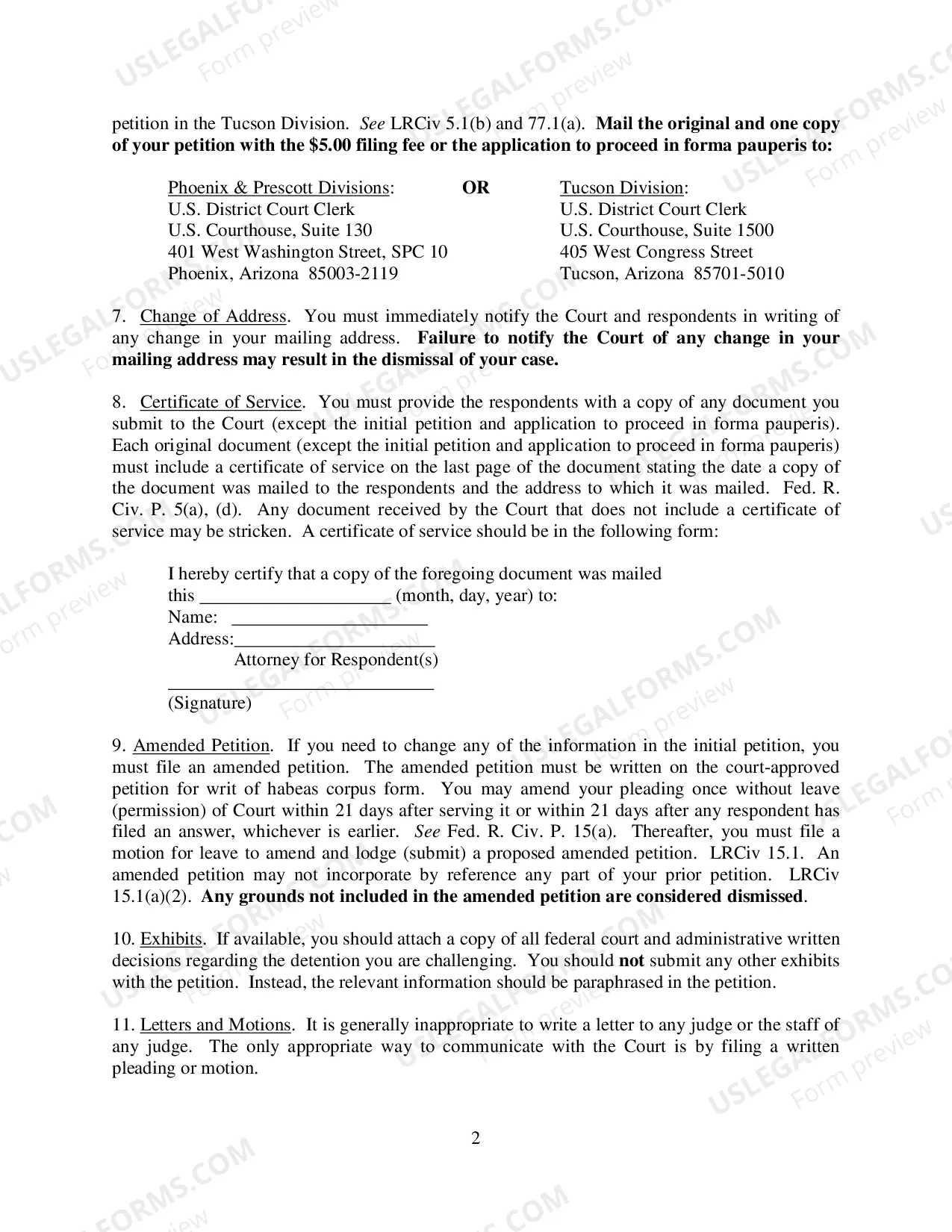 Preview Prisoner Form - Petition for Writ of Habeas Corpus by a Person in Federal Custody Pursuant to 28 U.S.C. 2241