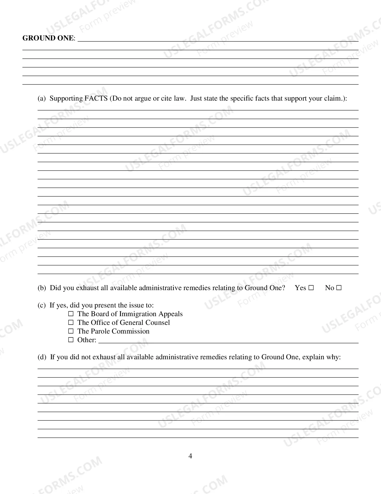 Preview Prisoner Form - Petition for Writ of Habeas Corpus by a Person in Federal Custody Pursuant to 28 U.S.C. 2241