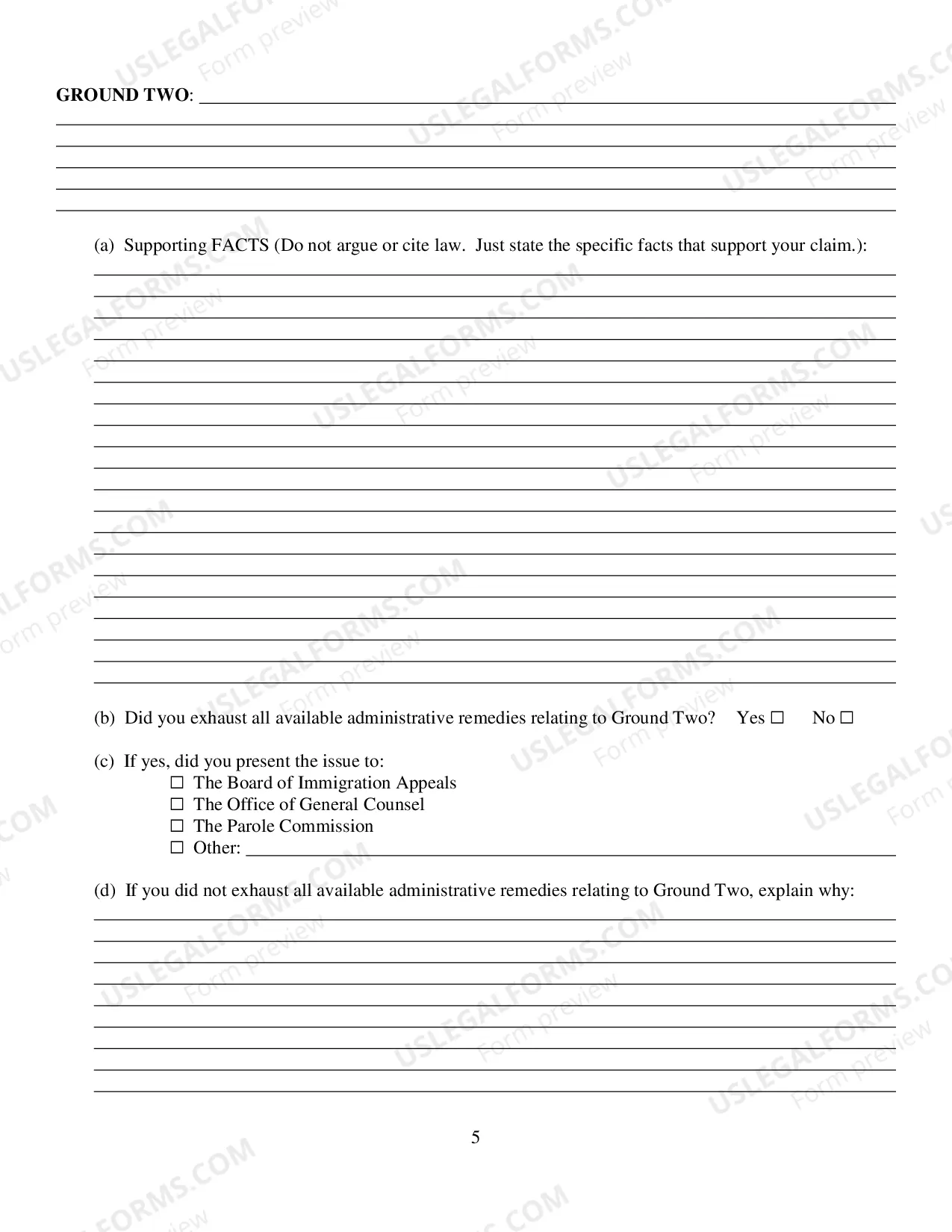 Preview Prisoner Form - Petition for Writ of Habeas Corpus by a Person in Federal Custody Pursuant to 28 U.S.C. 2241