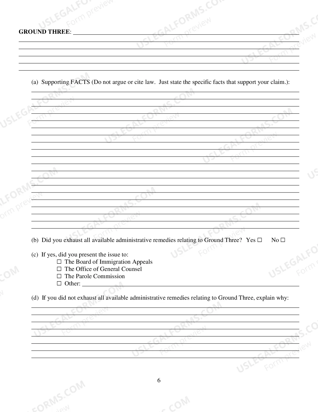 Preview Prisoner Form - Petition for Writ of Habeas Corpus by a Person in Federal Custody Pursuant to 28 U.S.C. 2241