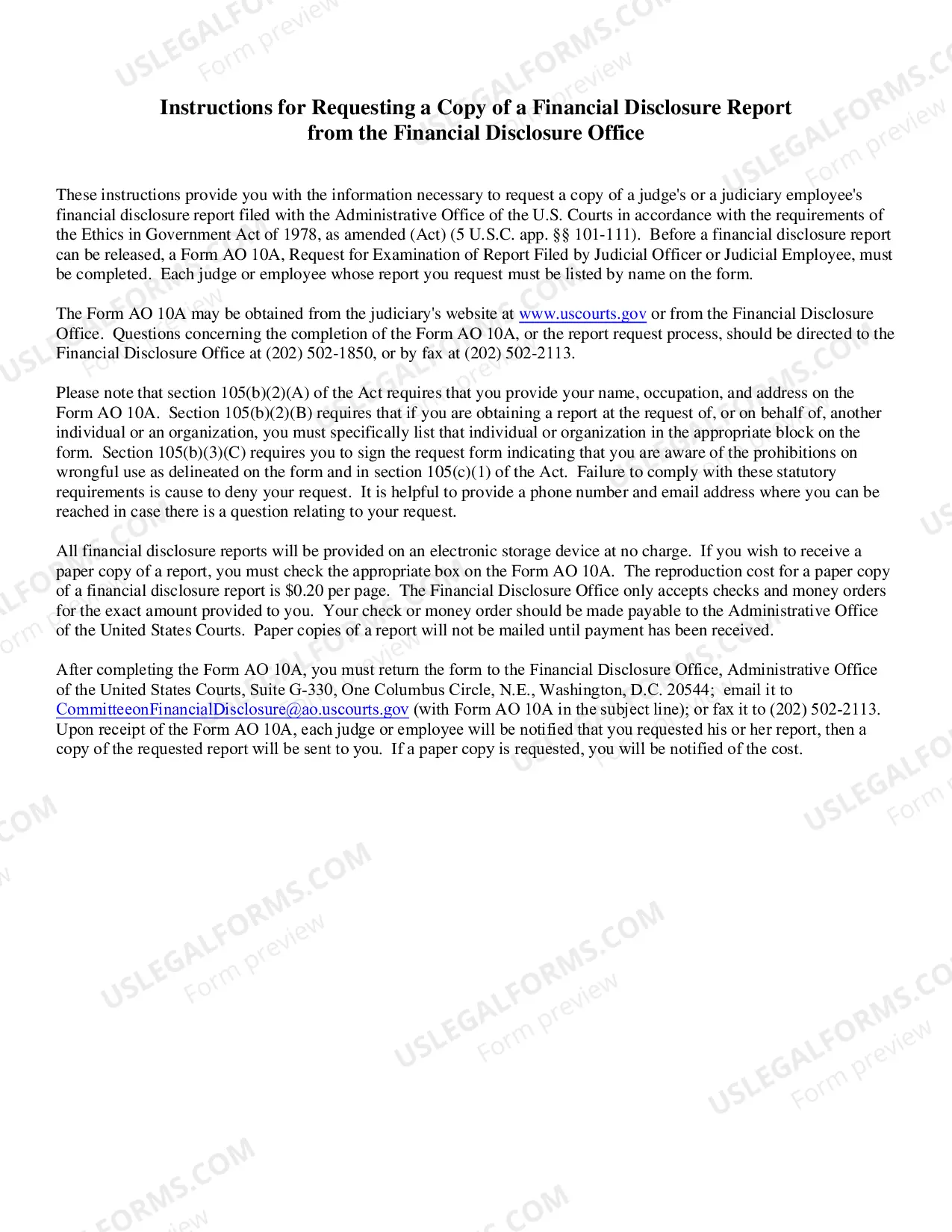 Preview Financial Disclosure Report Request