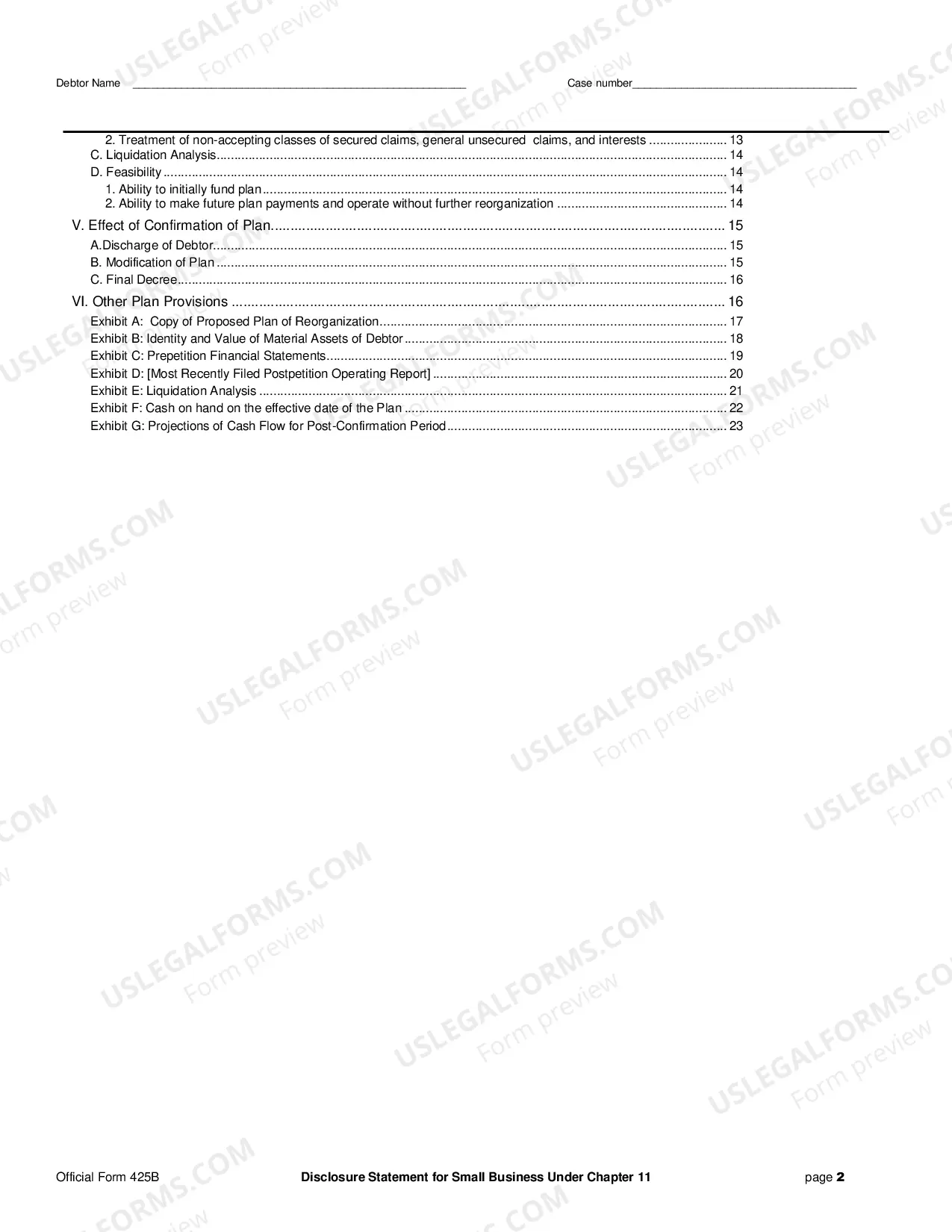 Preview Disclosure Statement for Small Business Under Chapter 11