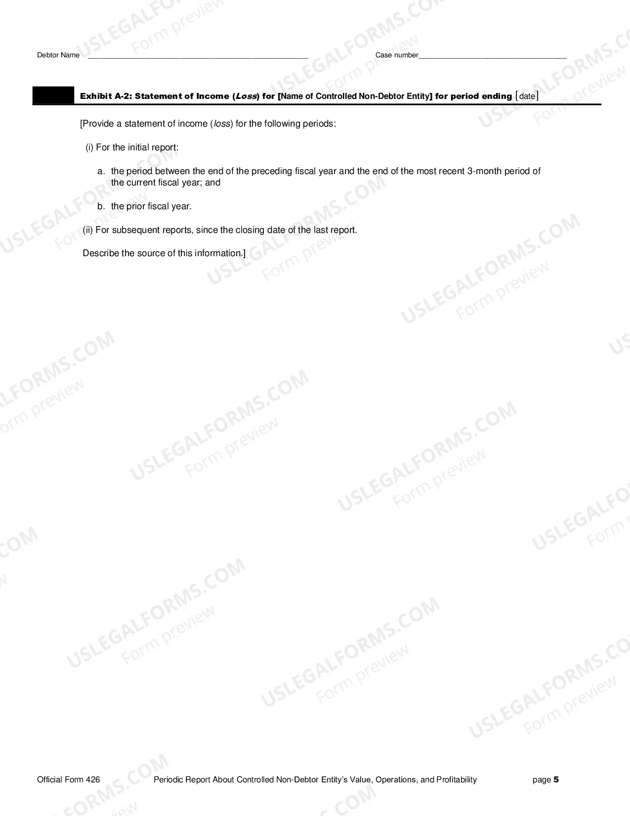 Preview Periodic Report Regarding Value, Operations, and Profitability of Entities in Which the Debtor's Estate Holds a Substantial or Controlling Interest