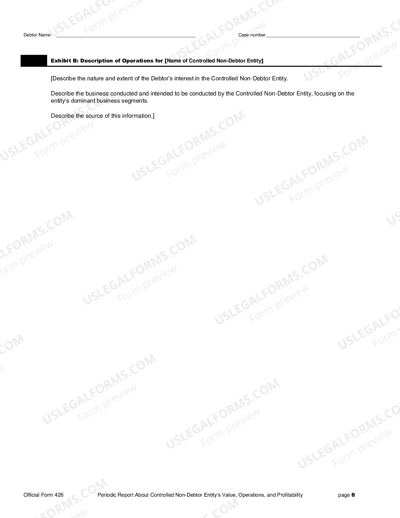 Preview Periodic Report Regarding Value, Operations, and Profitability of Entities in Which the Debtor's Estate Holds a Substantial or Controlling Interest
