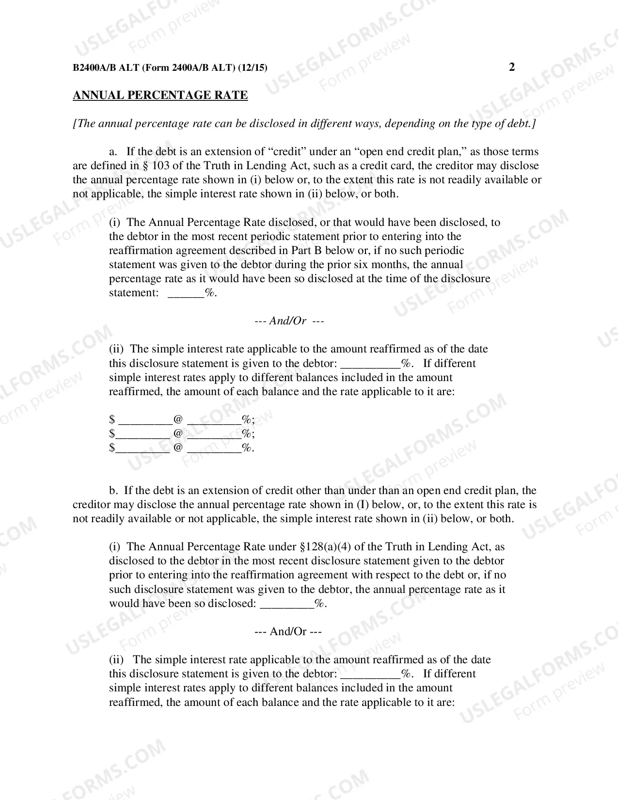 Preview Reaffirmation Agreement