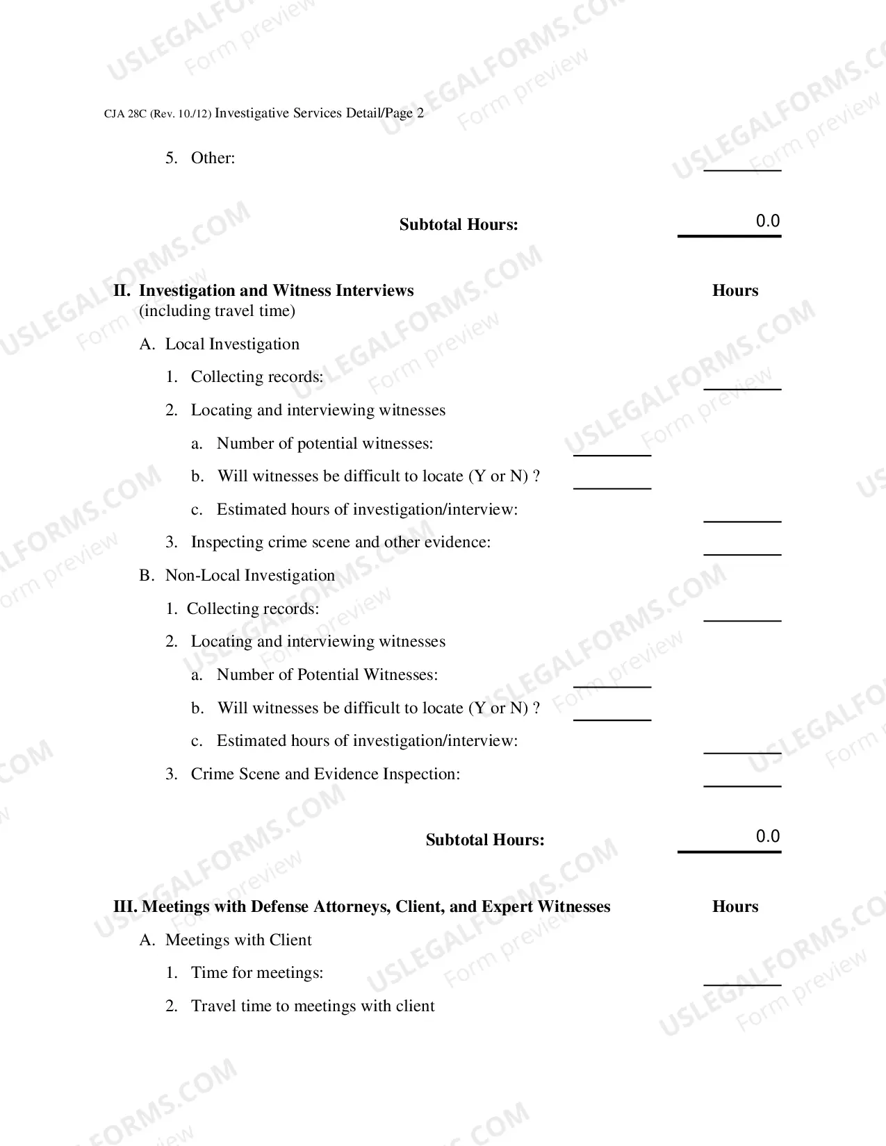 Preview Investigative Services Detailed Budget Worksheet for Non-capital Representations with the Potential for Extraordinary Cost