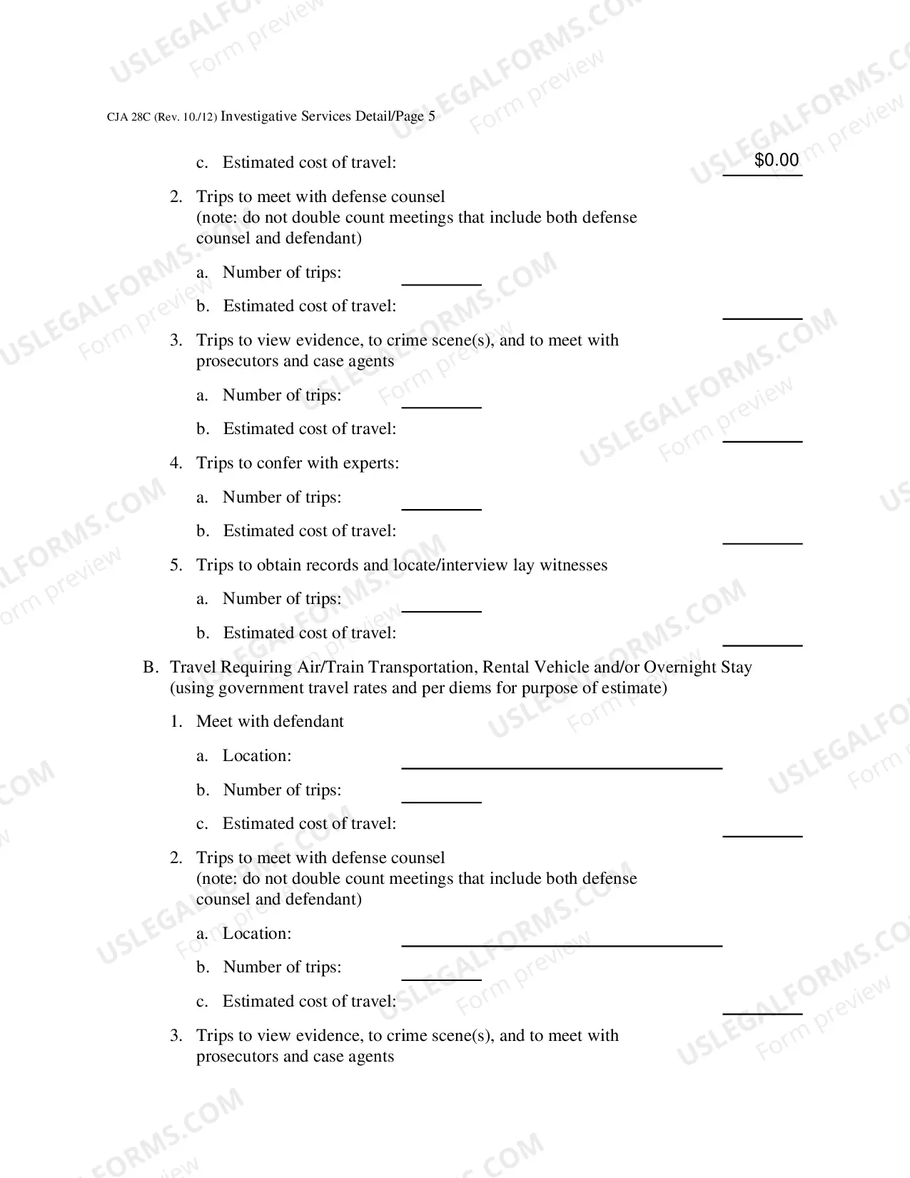 Preview Investigative Services Detailed Budget Worksheet for Non-capital Representations with the Potential for Extraordinary Cost