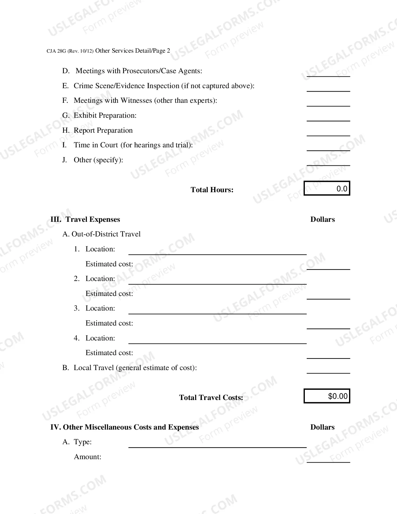 Preview Other Services Detailed Budget Worksheet for Non-capital Representations with the Potential for Extraordinary Cost