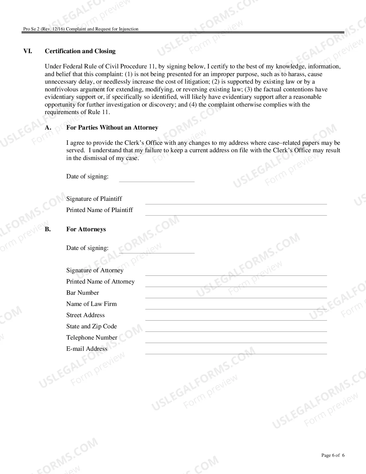 Preview Complaint and Request for Injunction