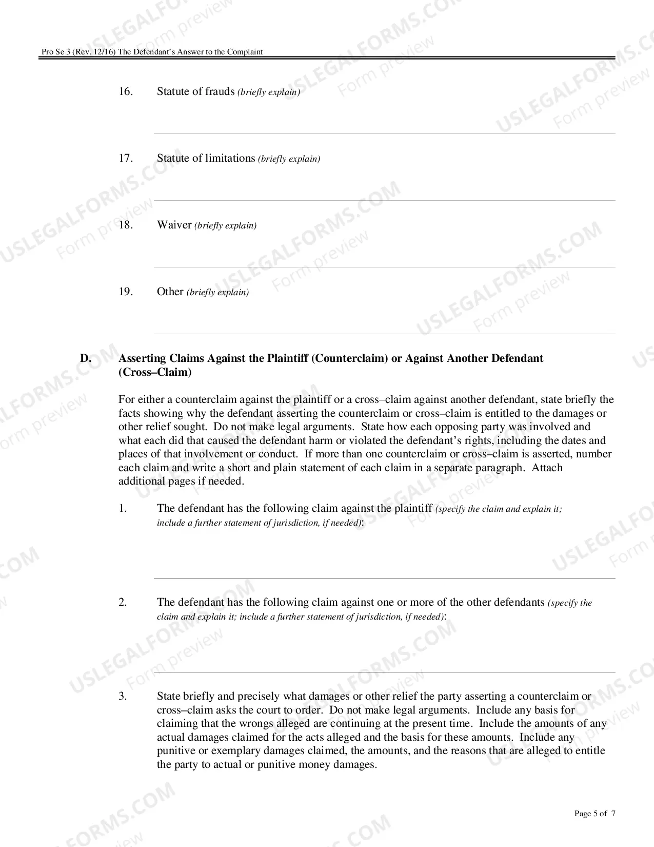 Preview Defendant's Answer to the Complaint