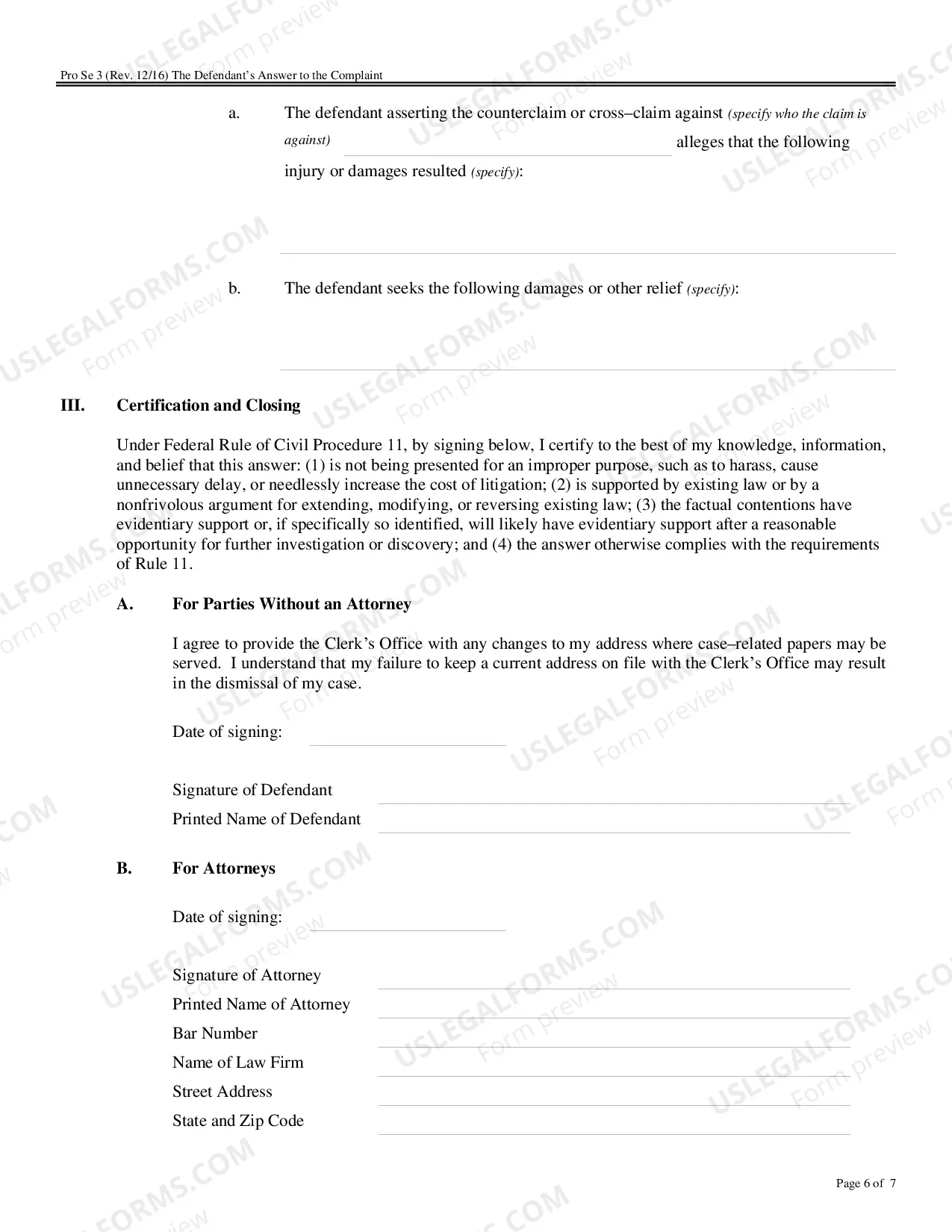 Preview Defendant's Answer to the Complaint