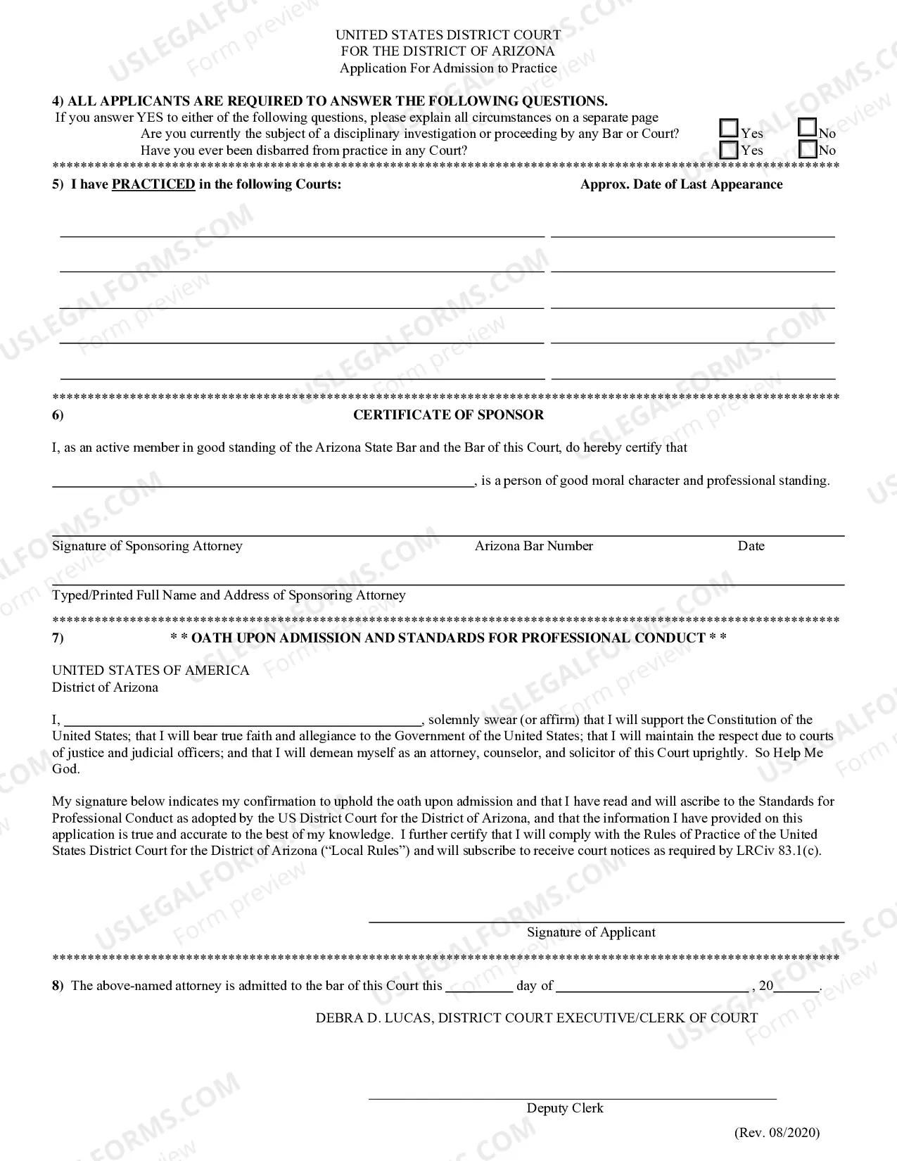 Preview Application and Instructions for Arizona Attorneys to Gain Admission to Practice