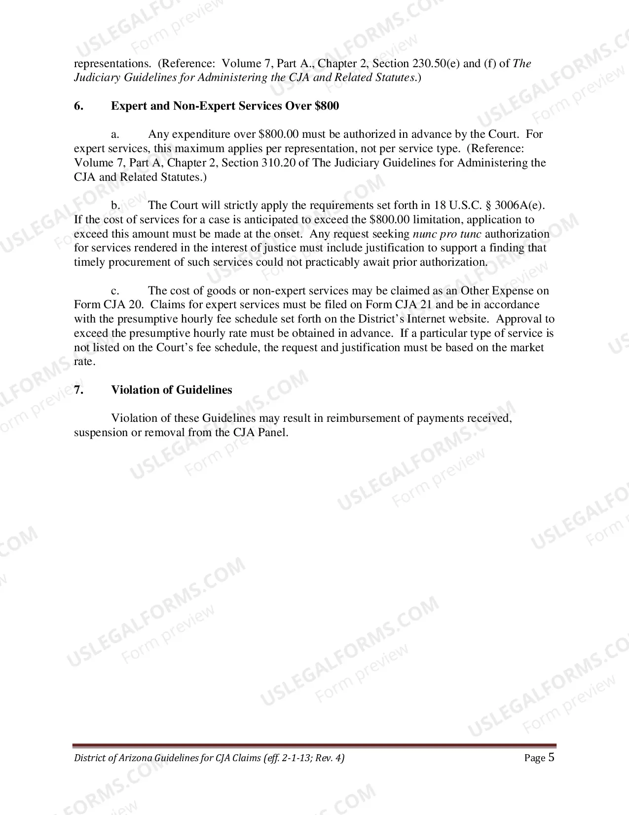 Preview Guidelines for CJA Claims