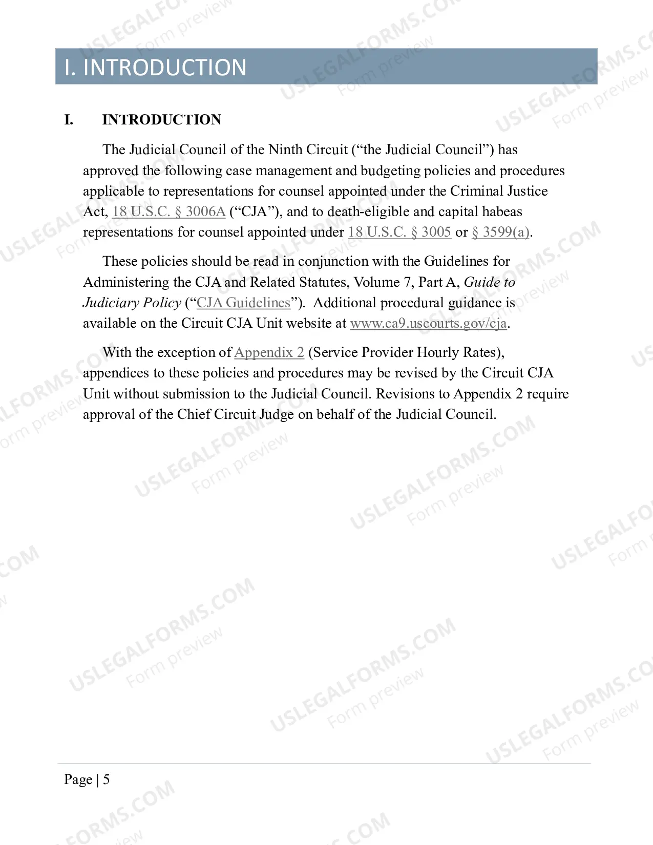Preview Ninth Circuit CJA Policies and Procedures