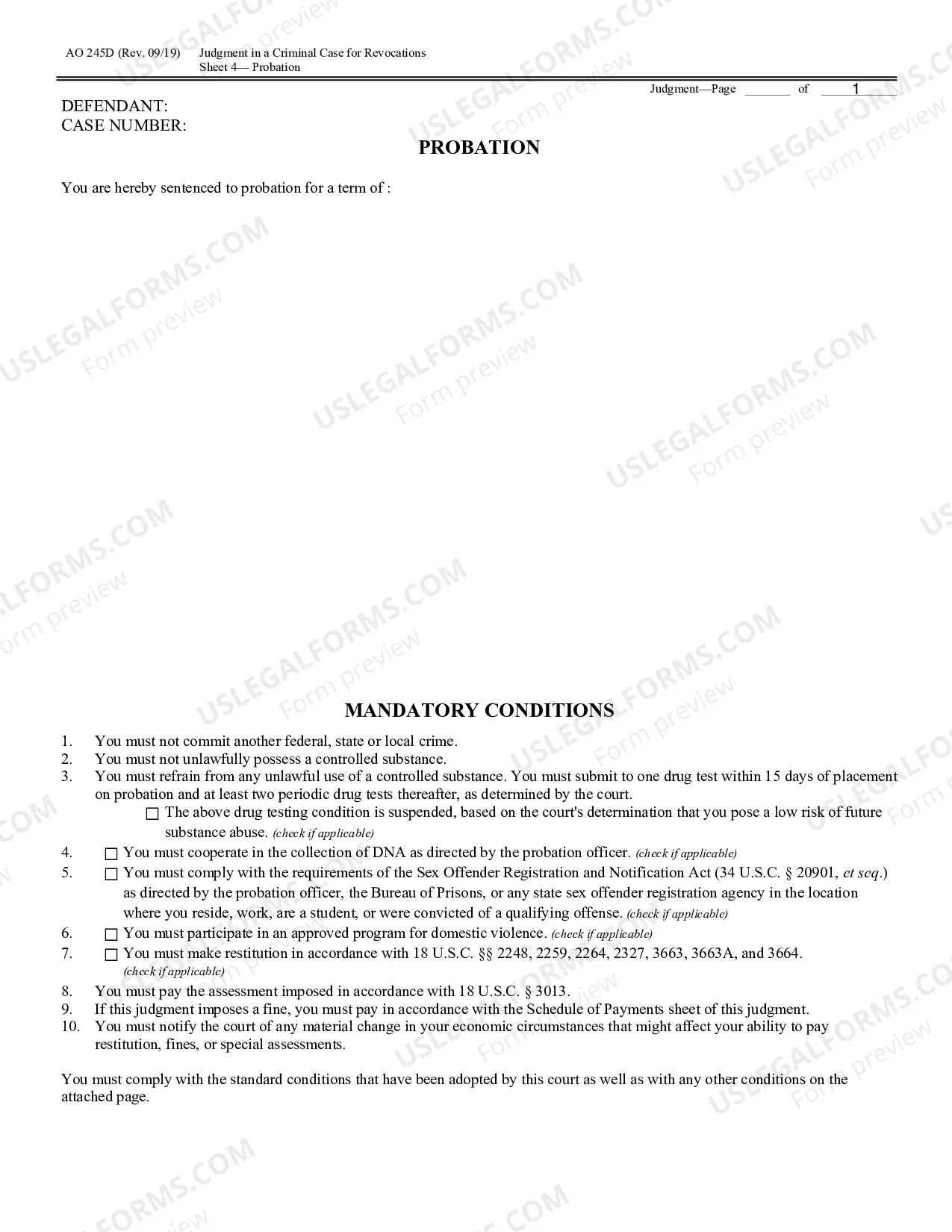 Preview Judgment in a Criminal Case (for Revocation of Probation or Supervised Release)