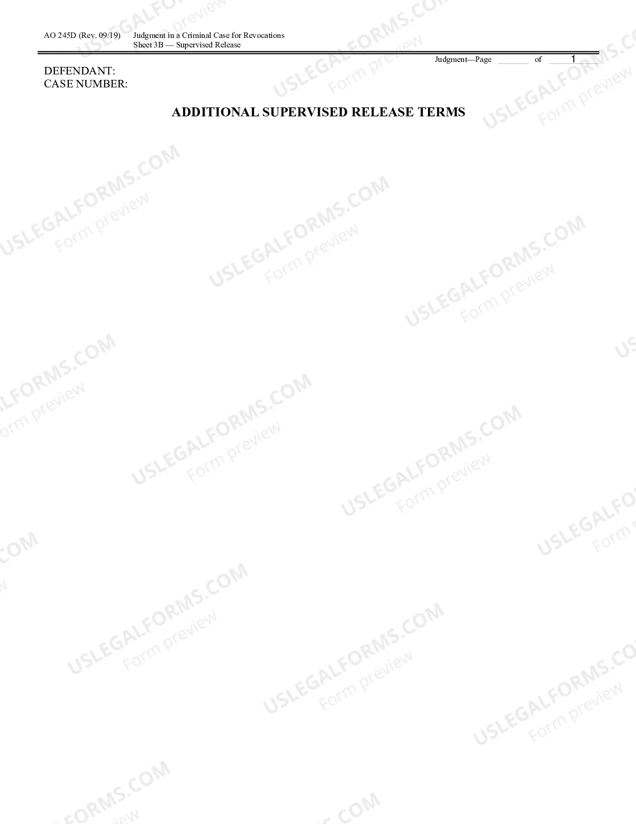 Preview Judgment in a Criminal Case (for Revocation of Probation or Supervised Release)