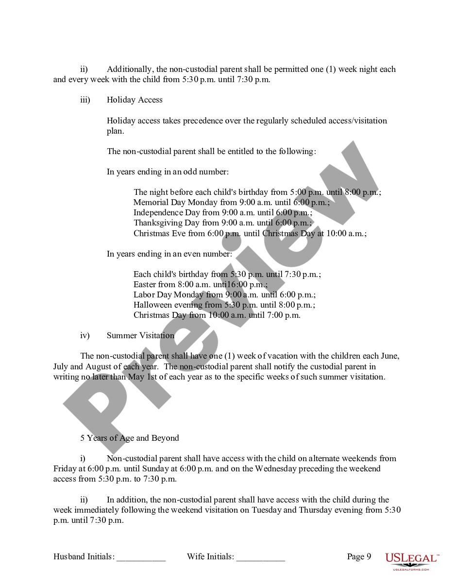 page 9 Marital Legal Separation and Property Settlement Agreement where Minor Children and No Joint Property or Debts and Divorce Action Filed preview