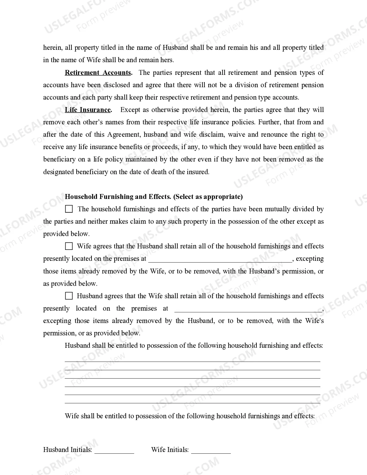 Preview Marital Legal Separation and Property Settlement Agreement Minor Children no Joint Property or Debts effective Immediately
