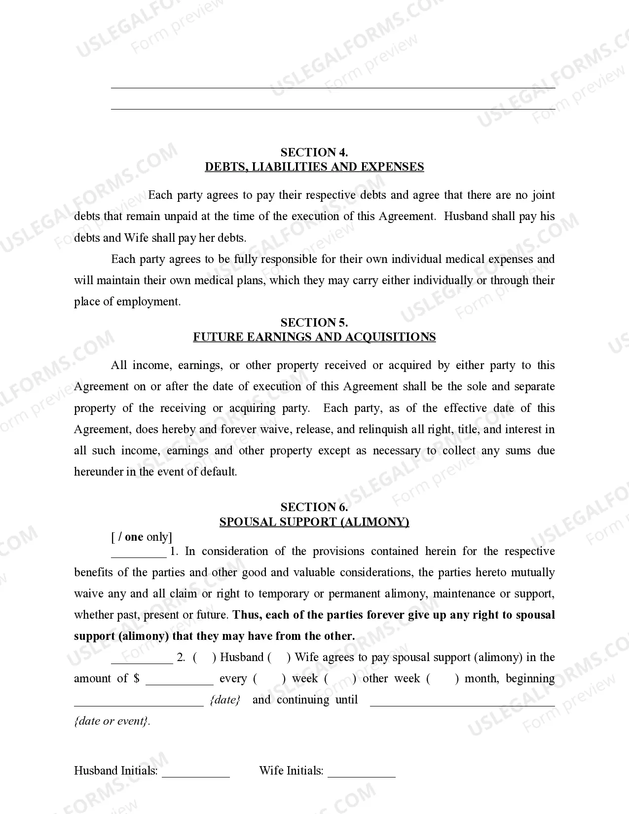 Preview Marital Legal Separation and Property Settlement Agreement Minor Children no Joint Property or Debts effective Immediately