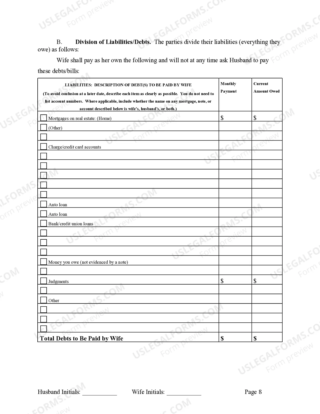 Preview Marital Legal Separation and Property Settlement Agreement Minor Children Parties May have Joint Property or Debts effective Immediately