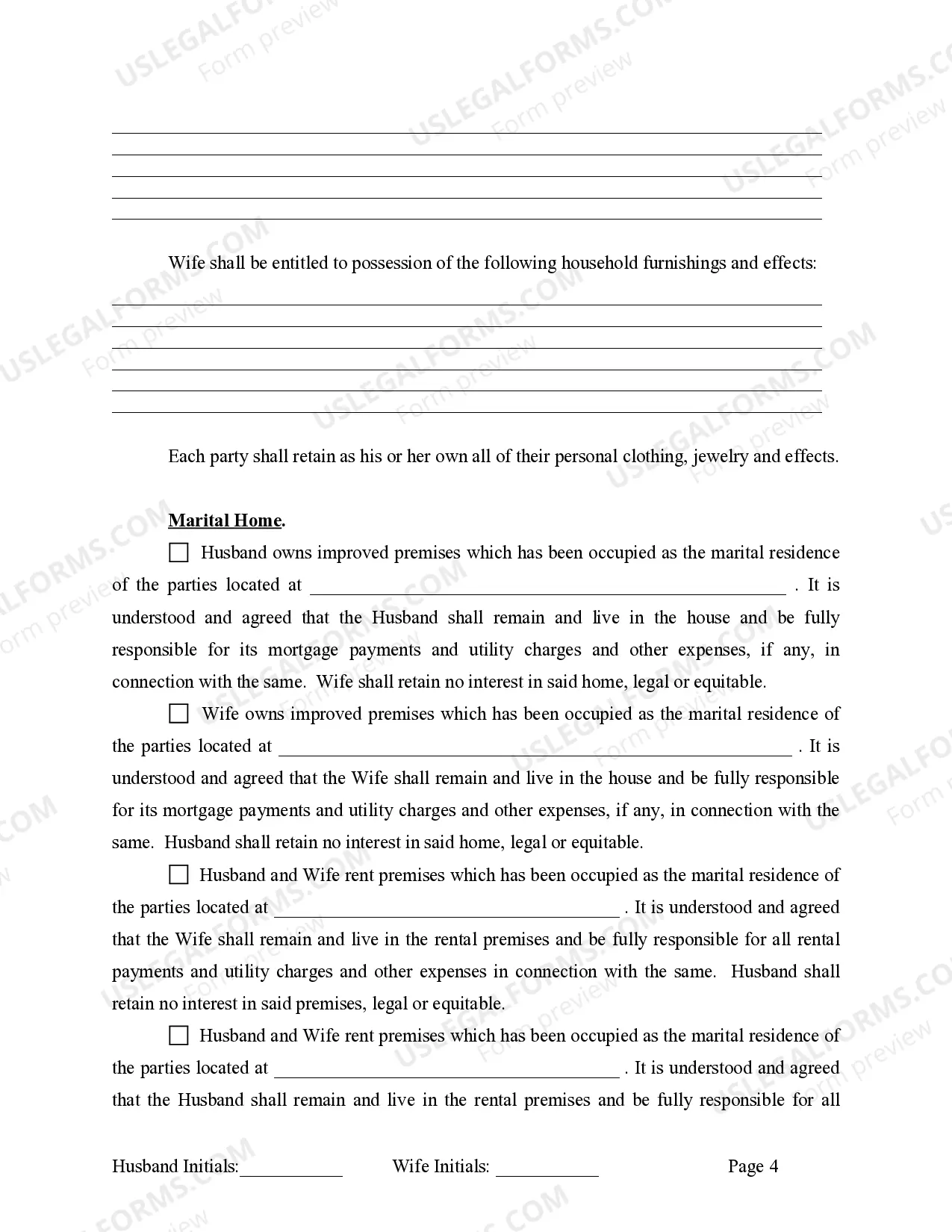 Preview Marital Legal Separation and Property Settlement Agreement for persons with no Children, No Joint Property or Debts Effective Immediately