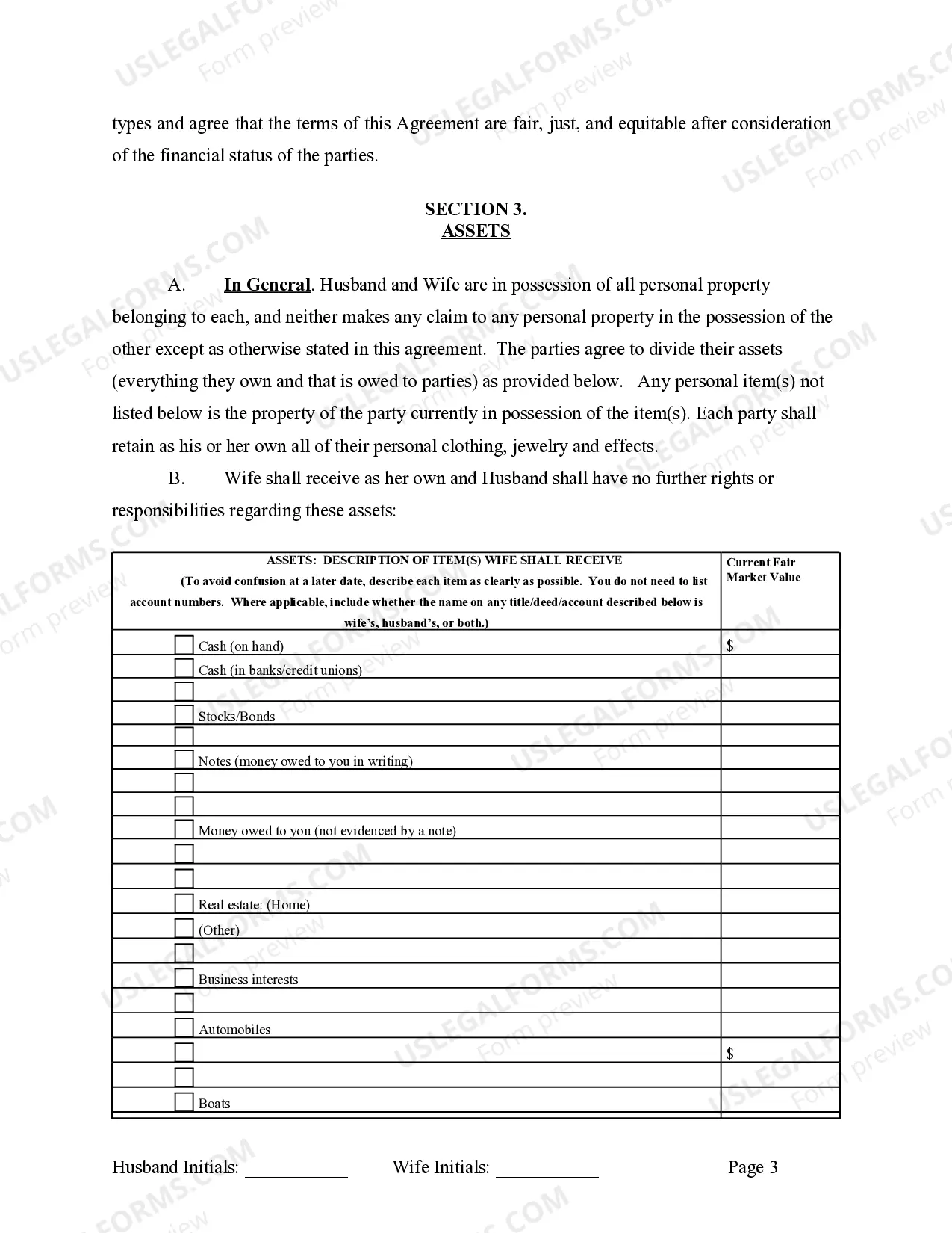 Preview Marital Legal Separation and Property Settlement Agreement where No Children and parties may have Joint Property and / or Debts and Divorce Action Filed