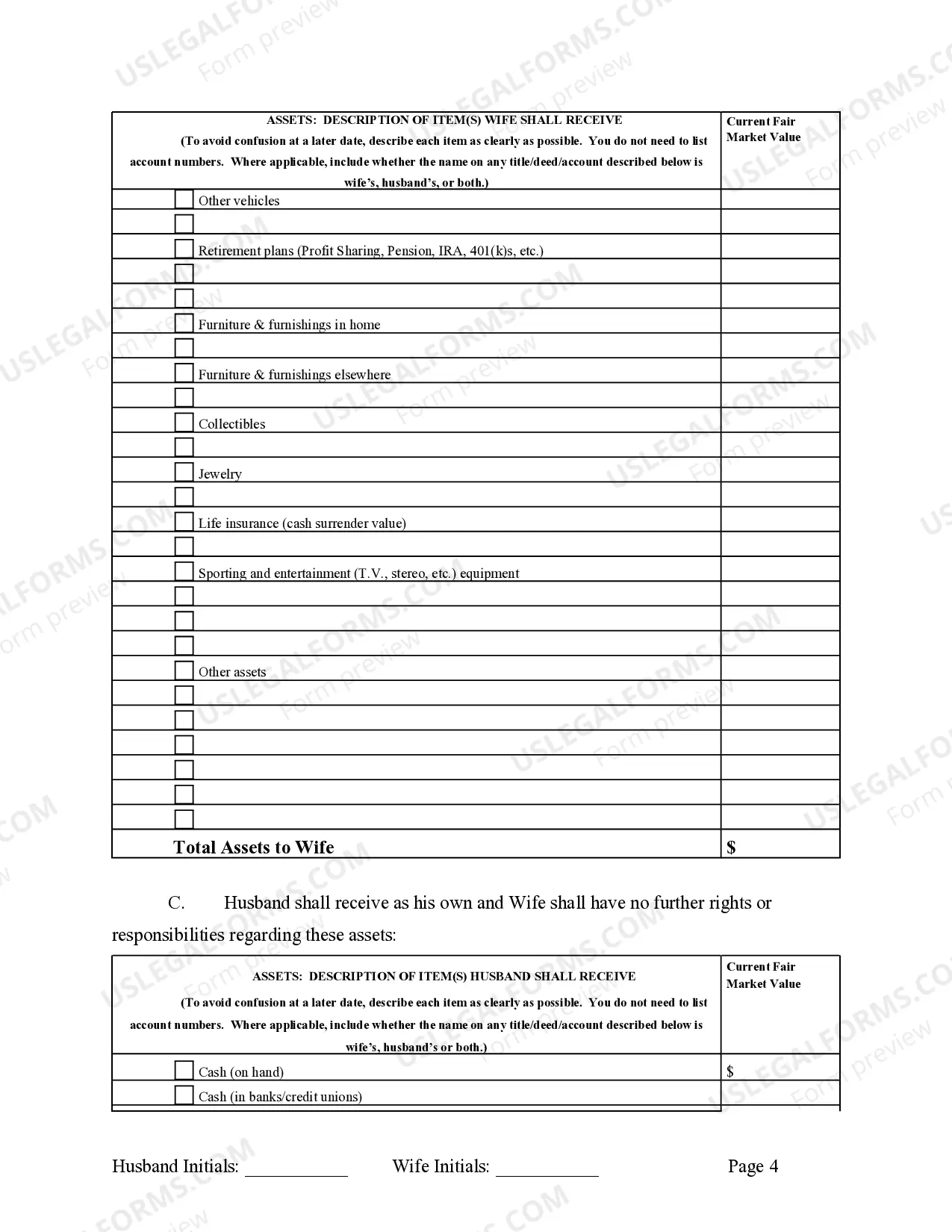 Preview Marital Legal Separation and Property Settlement Agreement where No Children and parties may have Joint Property and / or Debts and Divorce Action Filed