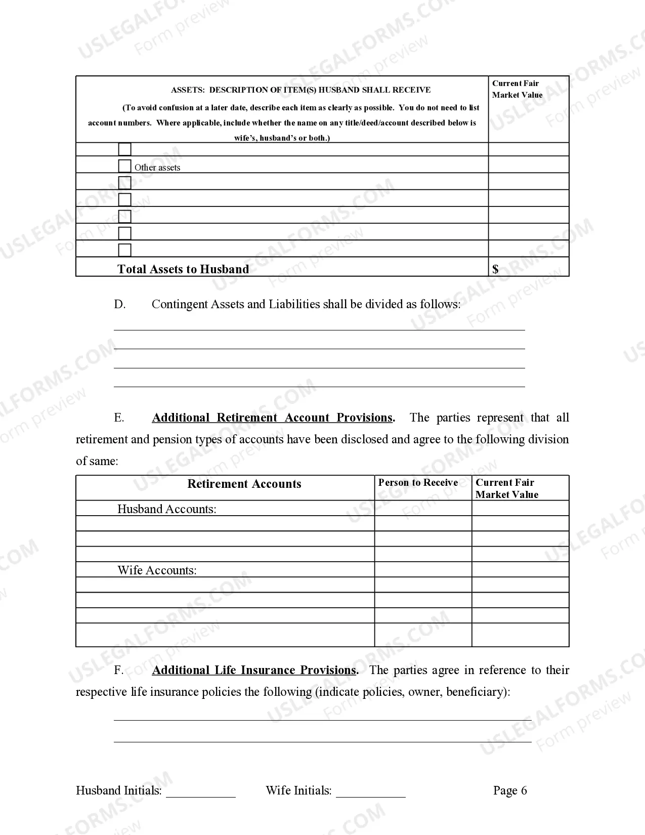 Preview Marital Legal Separation and Property Settlement Agreement where No Children and parties may have Joint Property and / or Debts and Divorce Action Filed