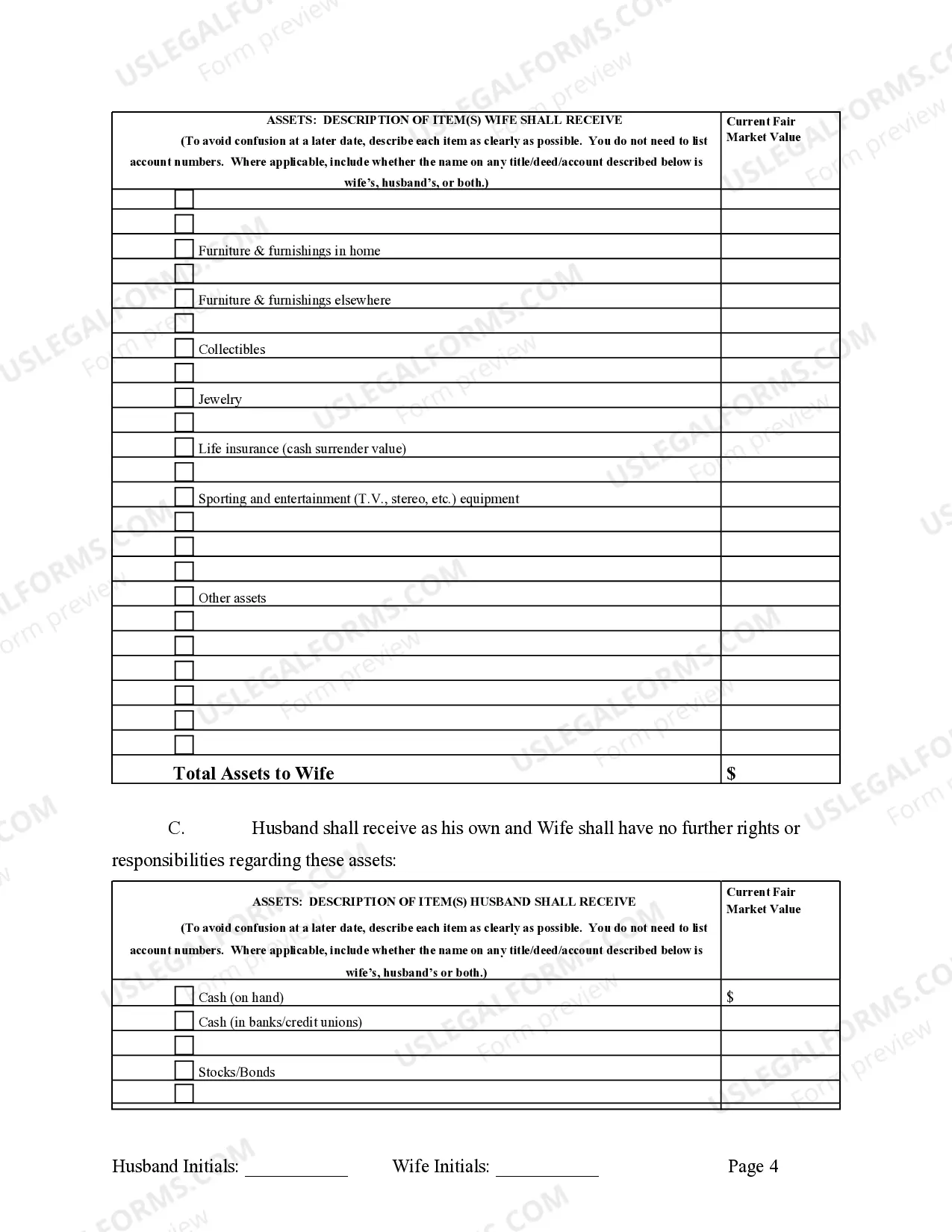 Preview Marital Legal Separation and Property Settlement Agreement no children parties may have Joint Property or Debts effective Immediately