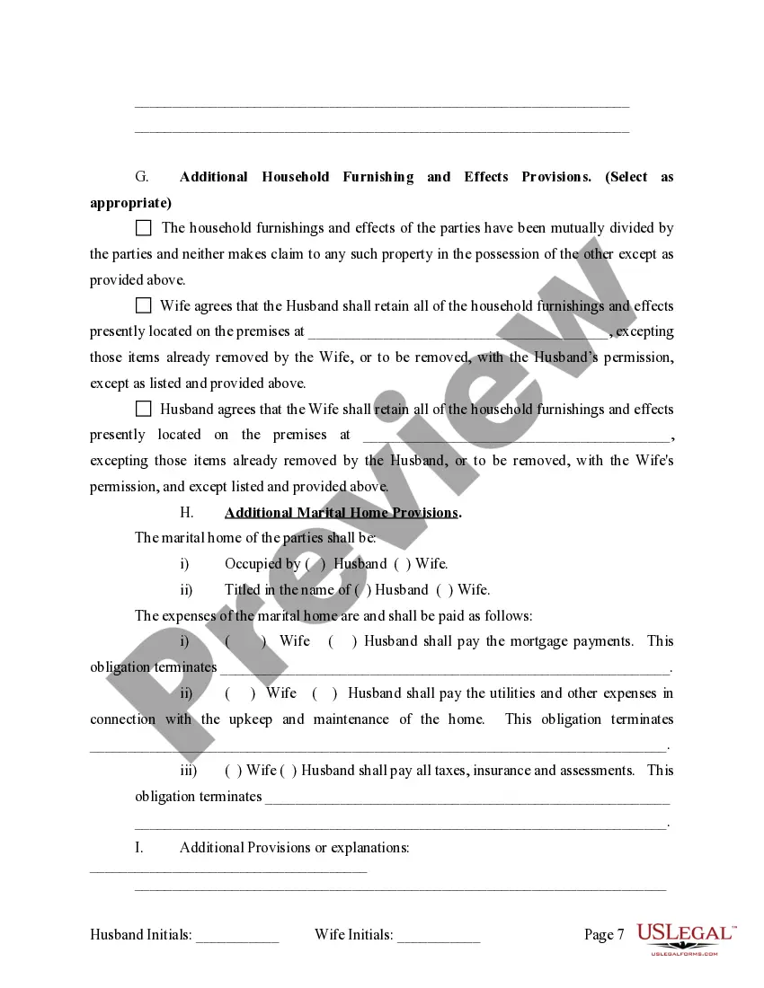 Preview Legal Separation and Property Settlement Agreement with Adult Children - Marital - Parties May have Joint Property or Debts - Divorce Action Filed