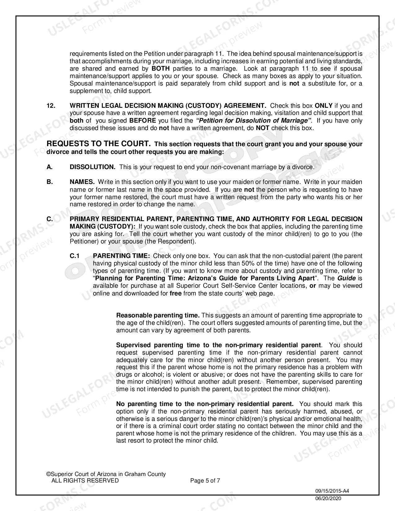 Preview Divorce in a Non Covenant Marriage with Minor Children - Petitioner Only