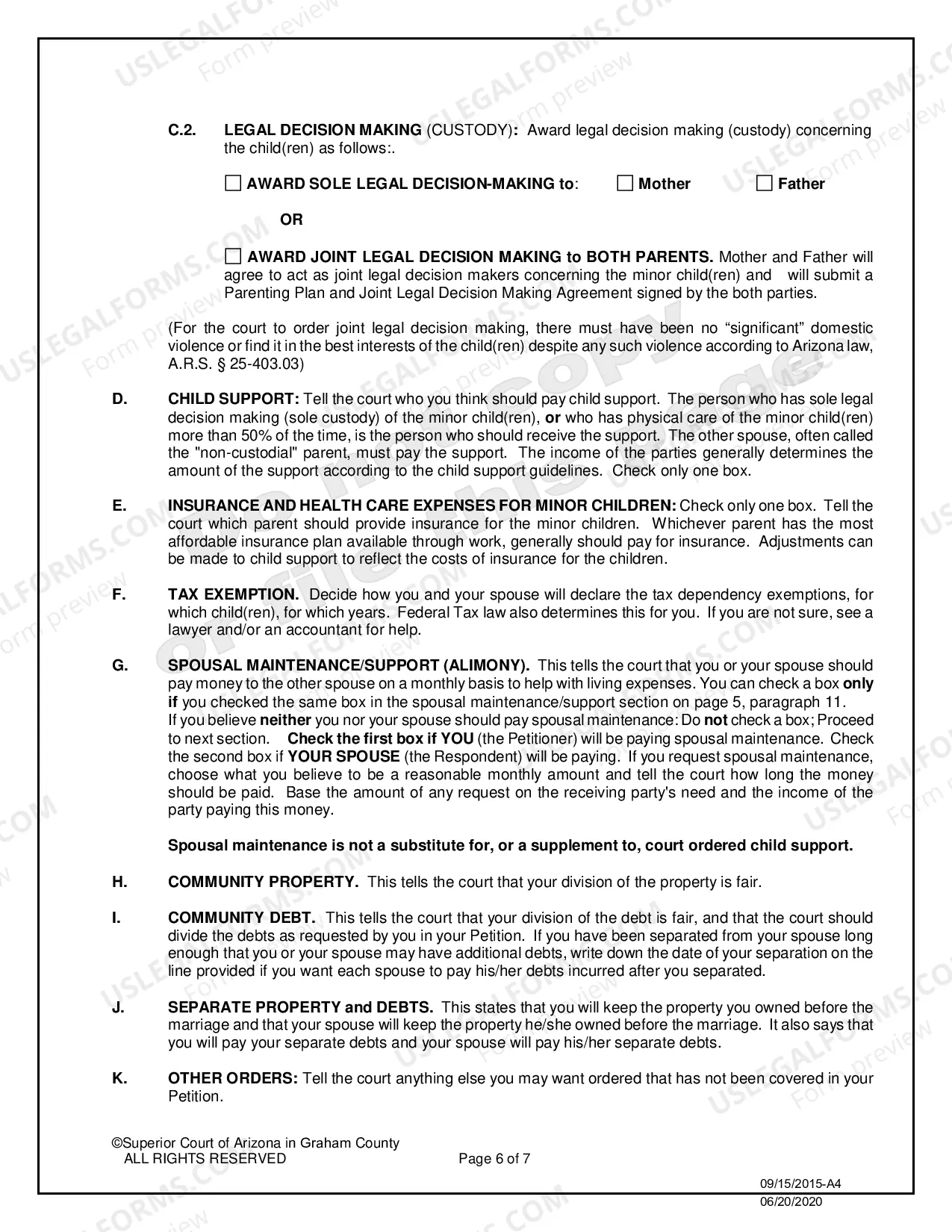 Preview Divorce in a Non Covenant Marriage with Minor Children - Petitioner Only