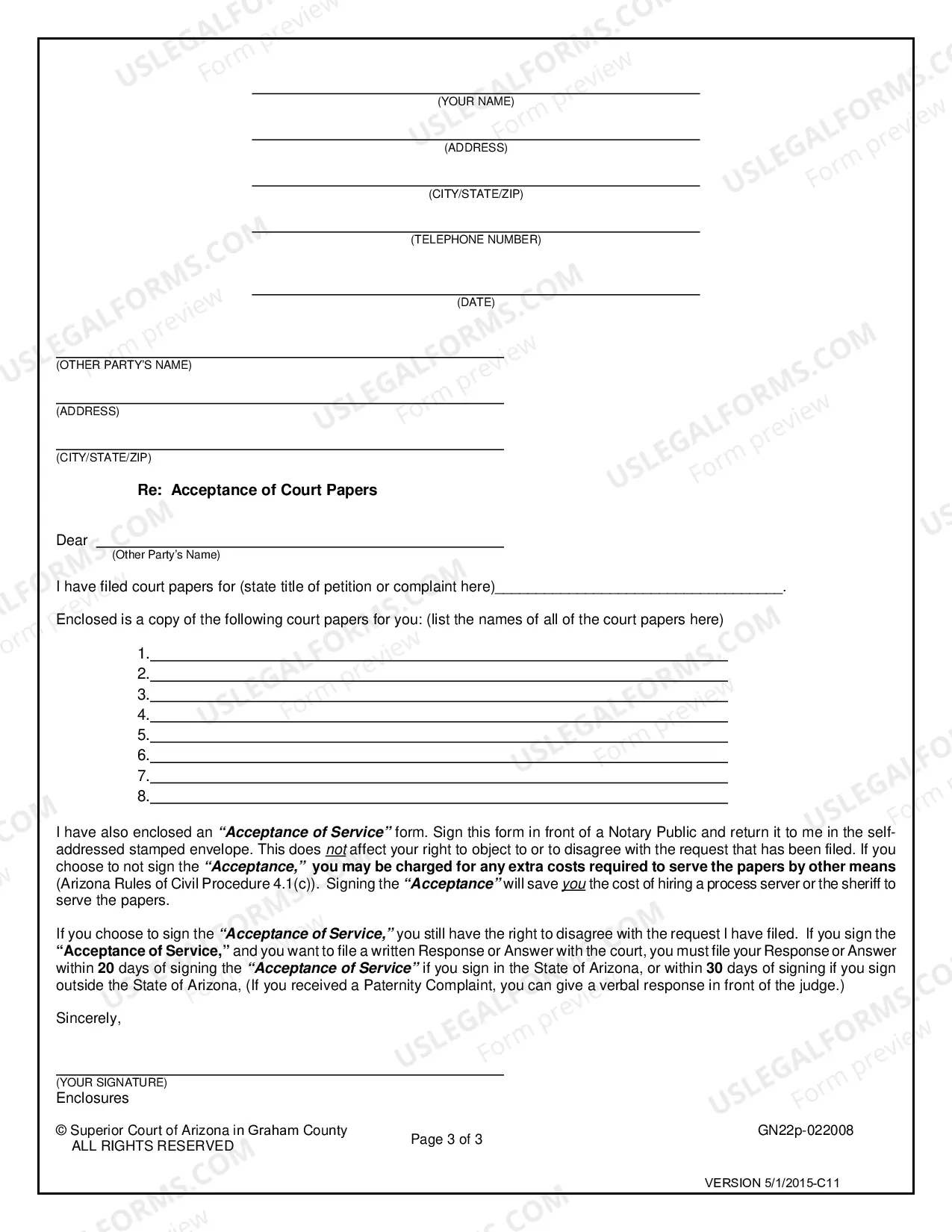 Preview Service of Process Packet
