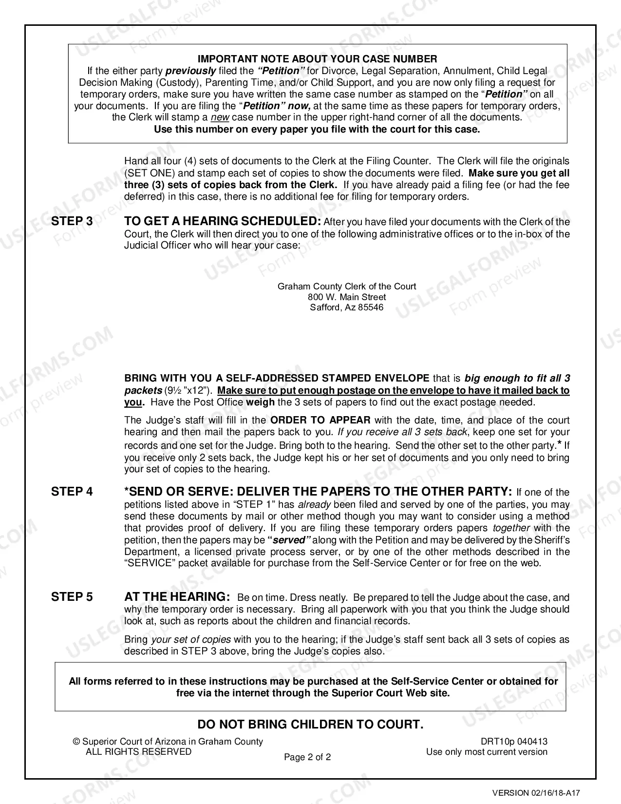 Preview Pre Decree Temporary Orders for Custody, Parenting Time, Child Support after Notice to the Other Party