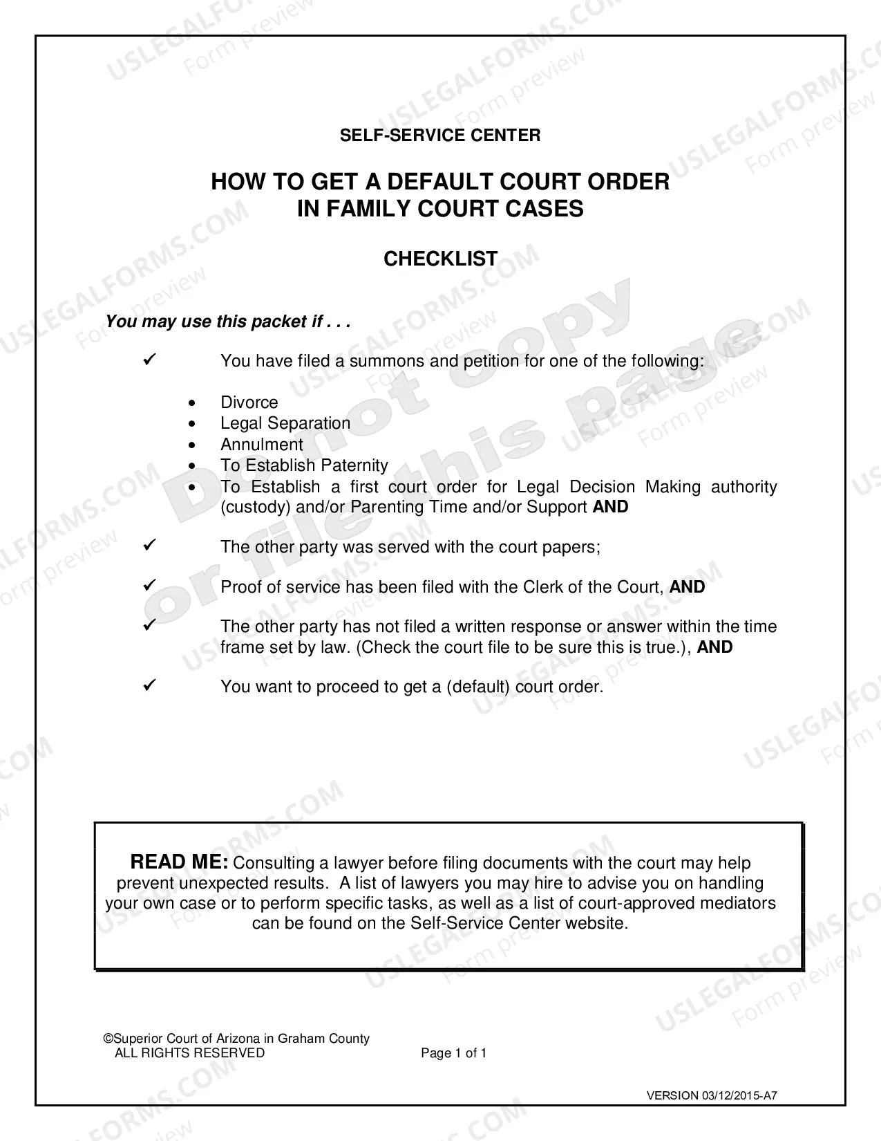 Preview Application and Affidavit for Default in Family Court Cases