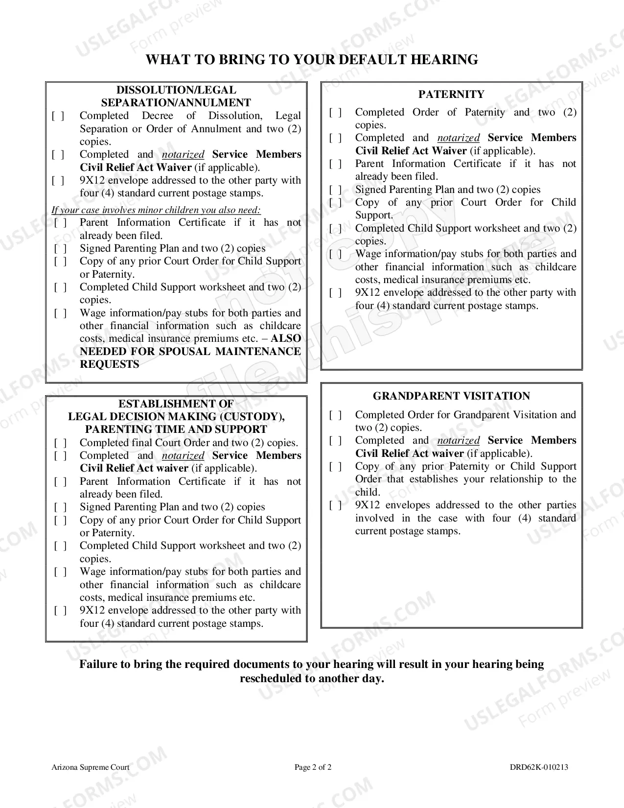 Preview Application and Affidavit for Default in Family Court Cases