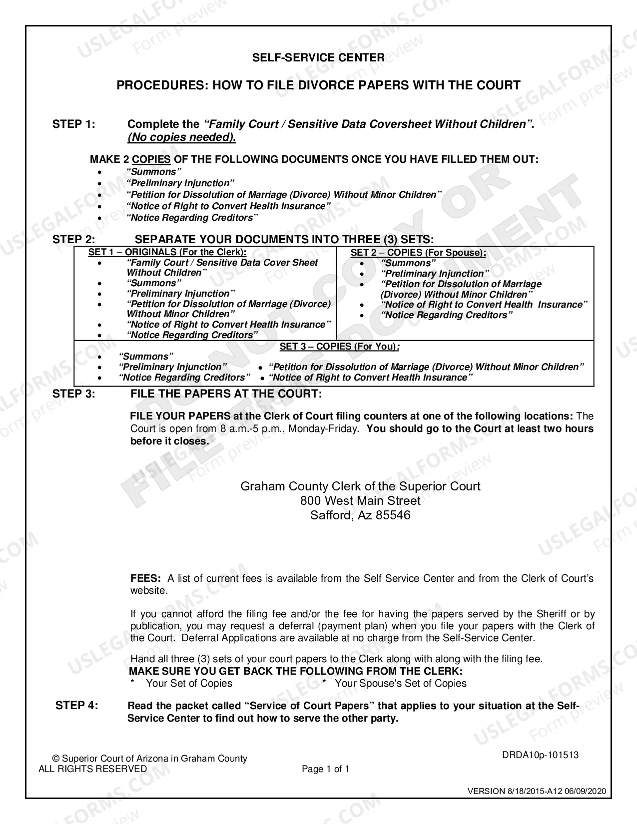 Preview Divorce in a Non Covenant Marriage without Minor Children - Petitioner Only