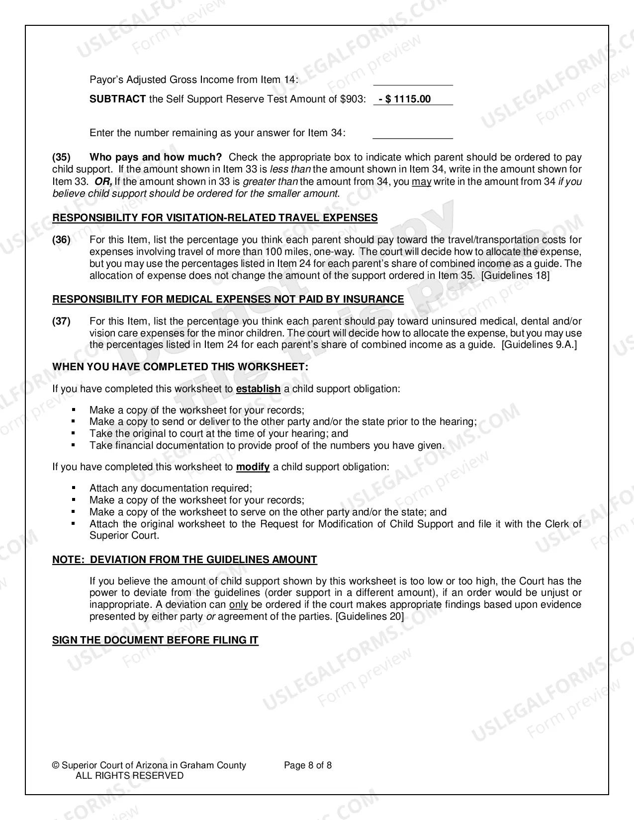 Preview Child Support Worksheet
