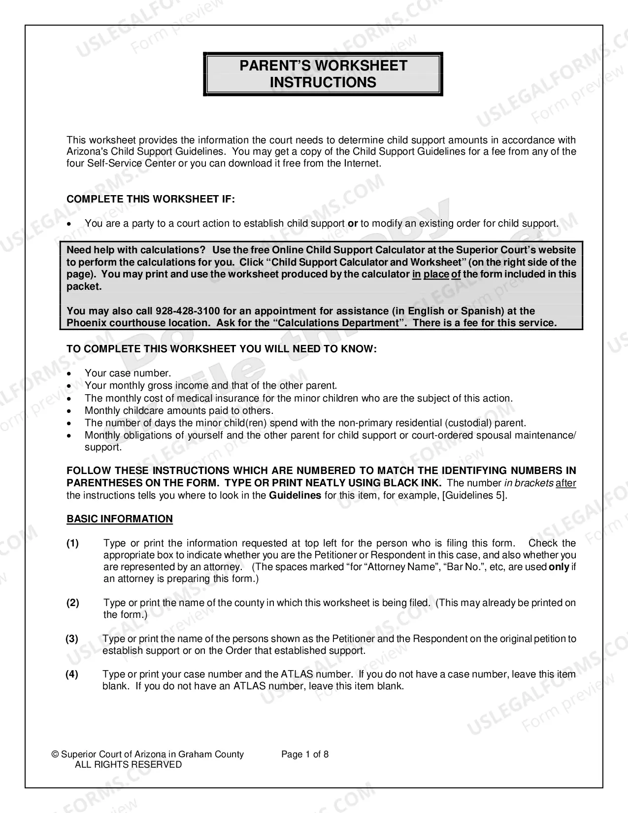 Preview Child Support Worksheet