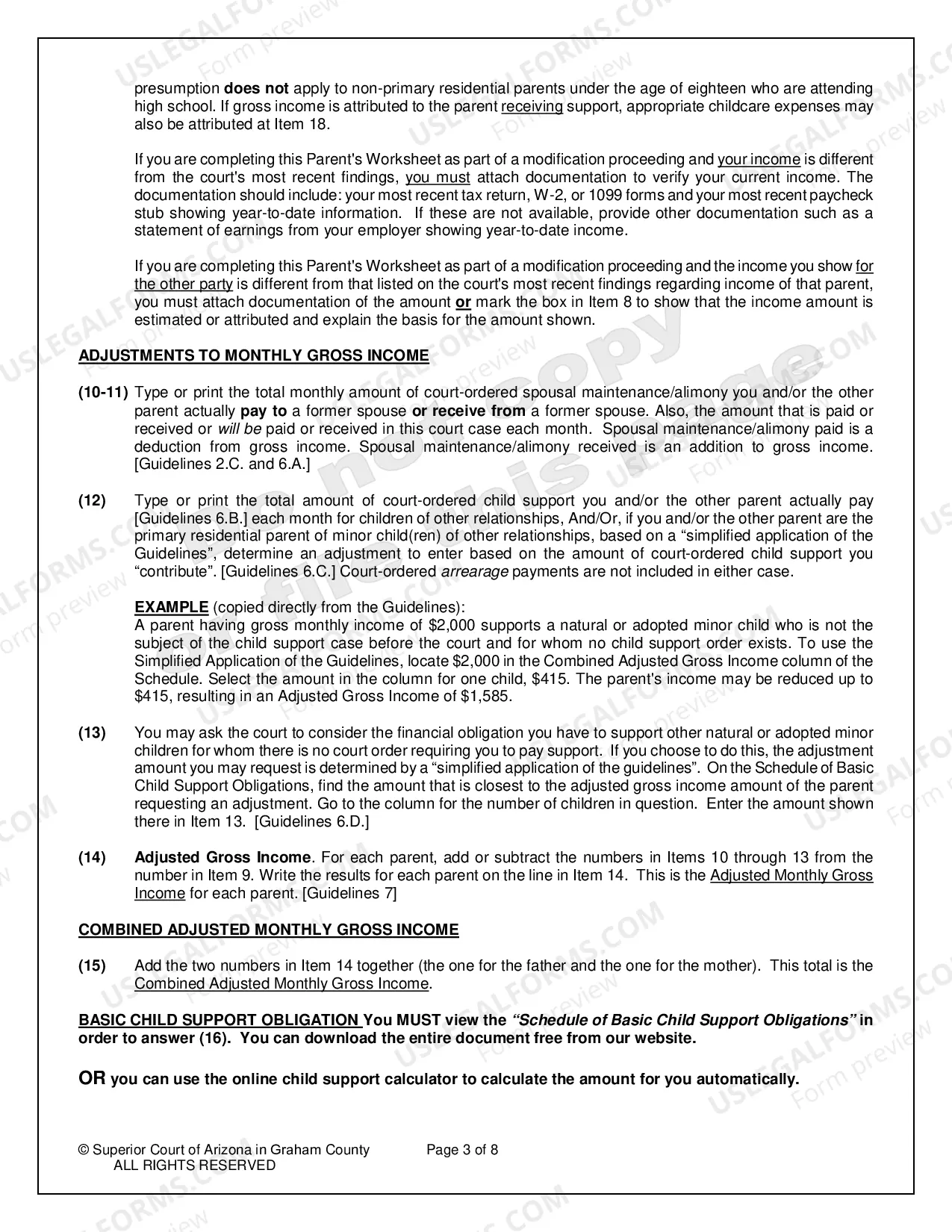Preview Child Support Worksheet