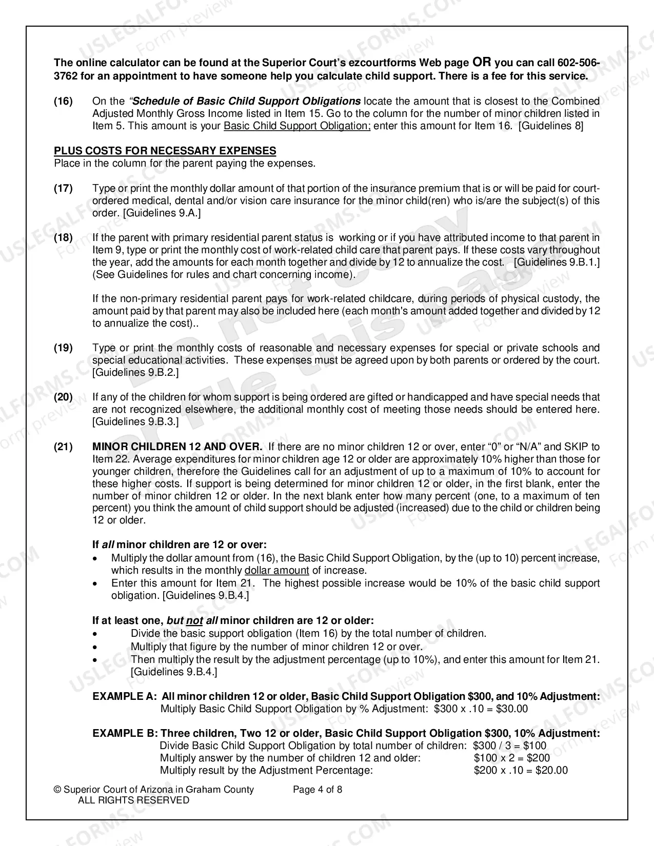Preview Child Support Worksheet