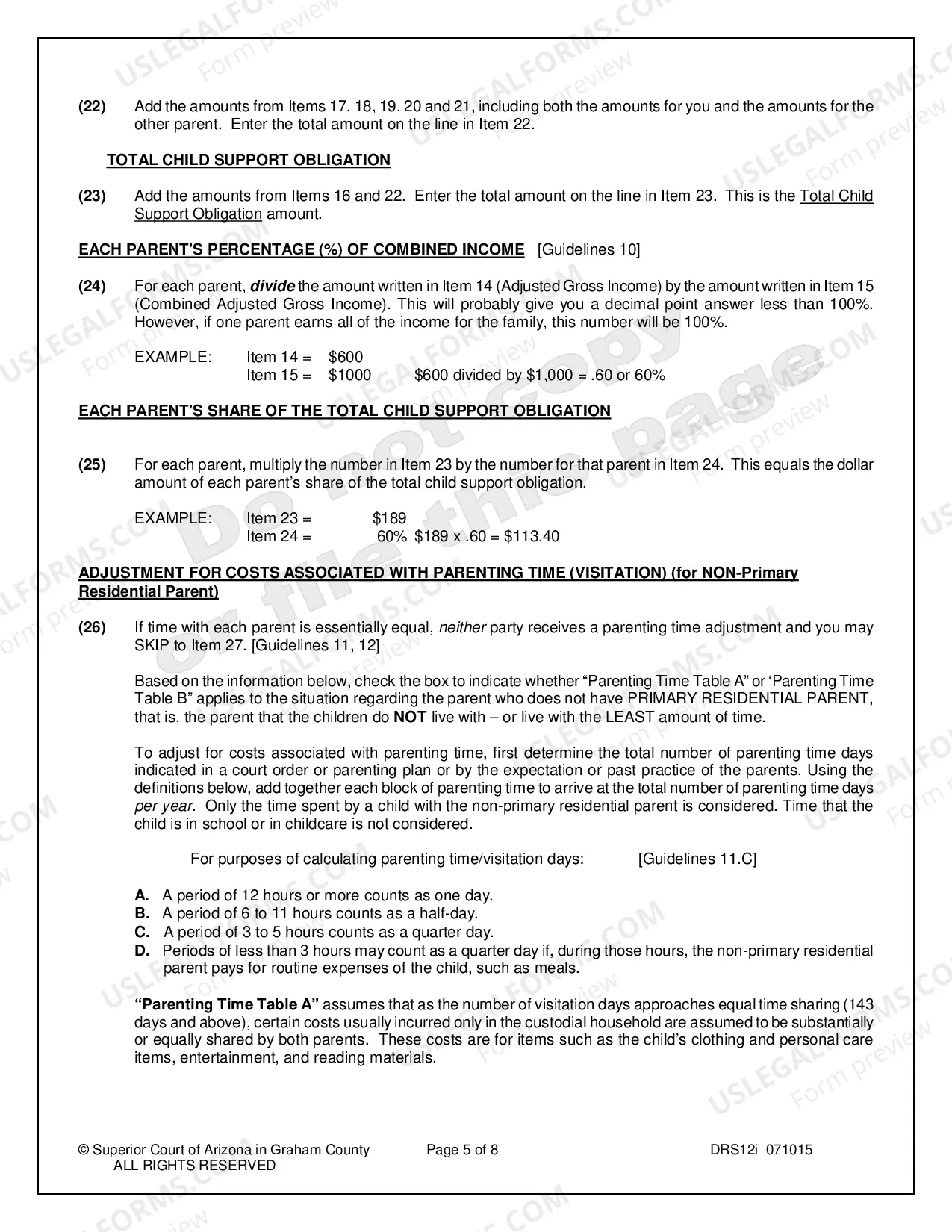 Preview Child Support Worksheet