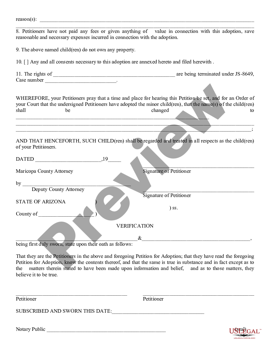 page 1 Petition for Leave to Adopt Minor Children preview