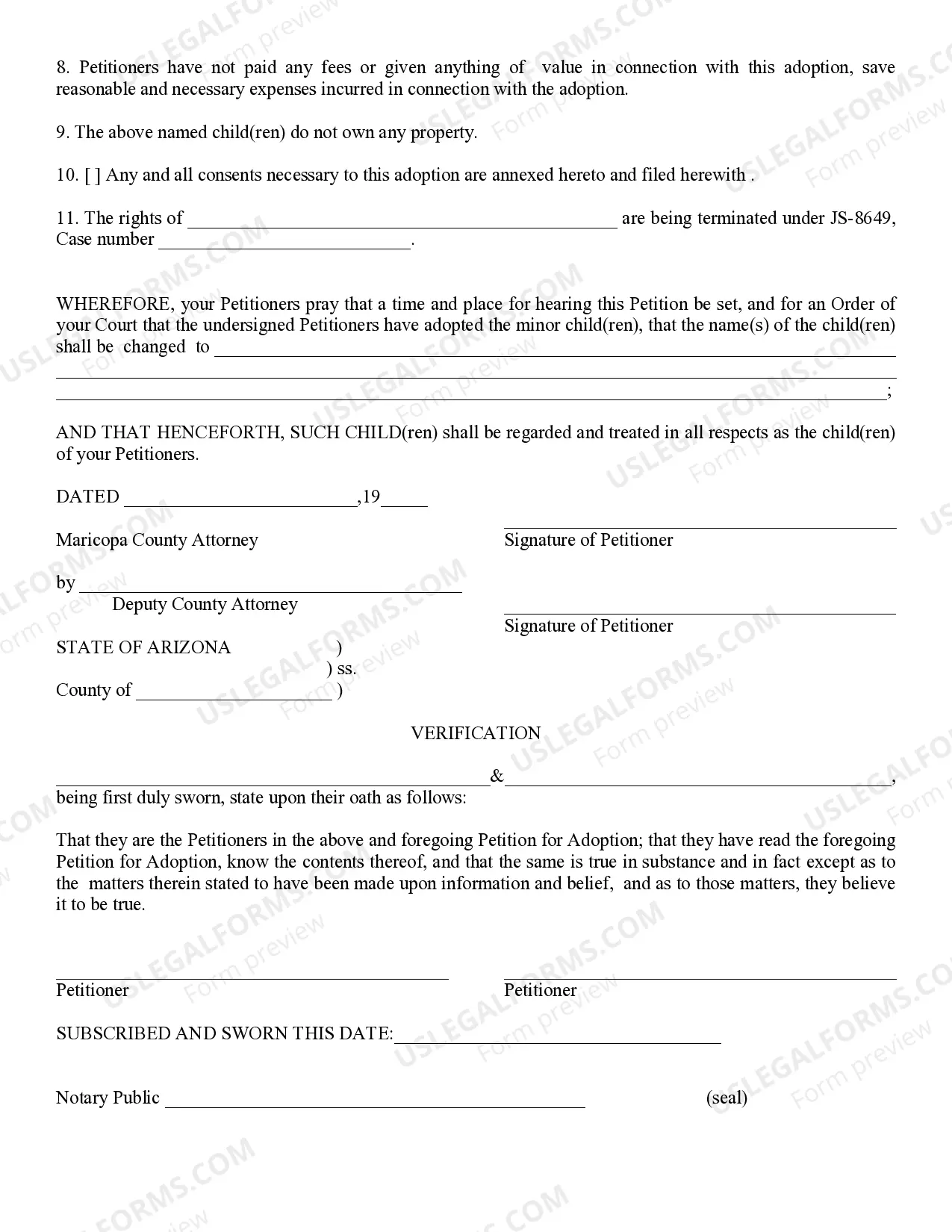Preview Petition for Leave to Adopt Minor Children